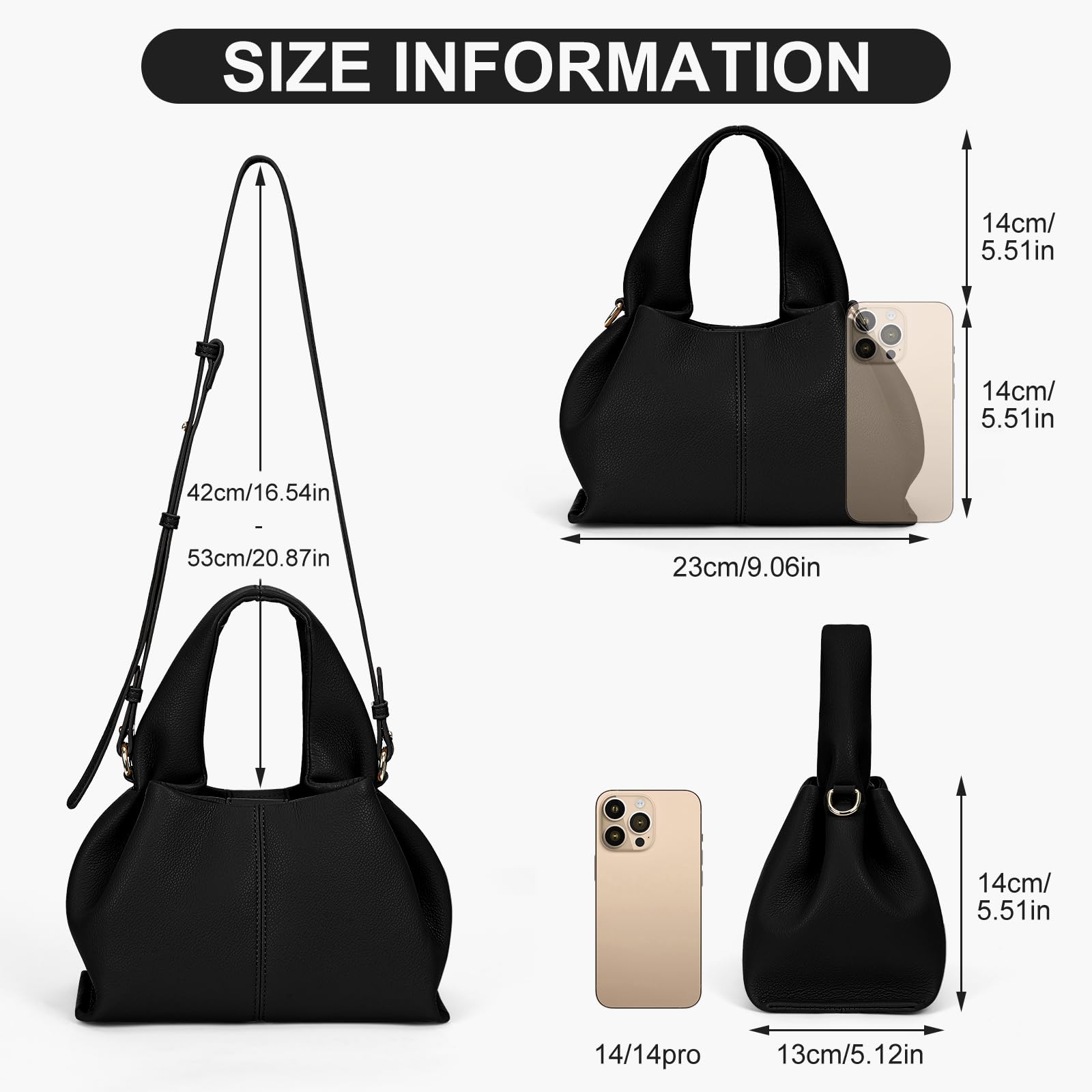 ACUYE Sac fourre-tout en cuir synthétique pour femme, sac à main avec bandoulière réglable, style Y2K, pour l’automne