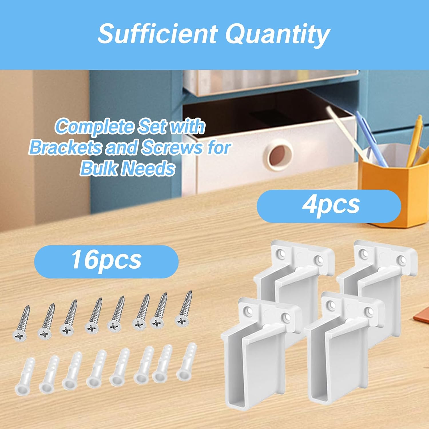 NIIIYTYB 4Pcs Closet Shelf Brackets Wire End Bracket Holders for Closetmaid Shelving Wall Mount Support Hardware with Plastic Caps Closet Shelf Bracket Set for Rubbermaid Closet System
