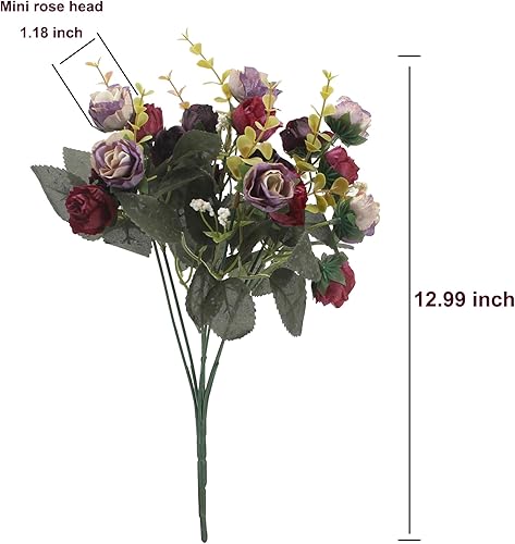 Miniatura 2 de Ramo de flores artificiales Duovlo de 7 ramas con 21 cabezas para decoración de bodas, hogar, oficina, paquete de 4