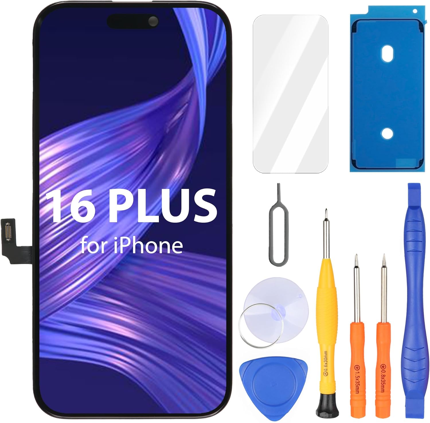 Ayake for iPhone 16 Plus Screen Replacement, 6.7 inch FHD LCD Display and Touch Digitizer Screen, True Tone Programmable, Face ID Remains (for A3290, A3082, A3289, A3291)