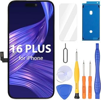 Ayake for iPhone 16 Plus Screen Replacement, 6.7 inch FHD LCD Display and Touch Digitizer Screen, True Tone Programmable, Face ID Remains for A3290, A3082, A3289, A3291