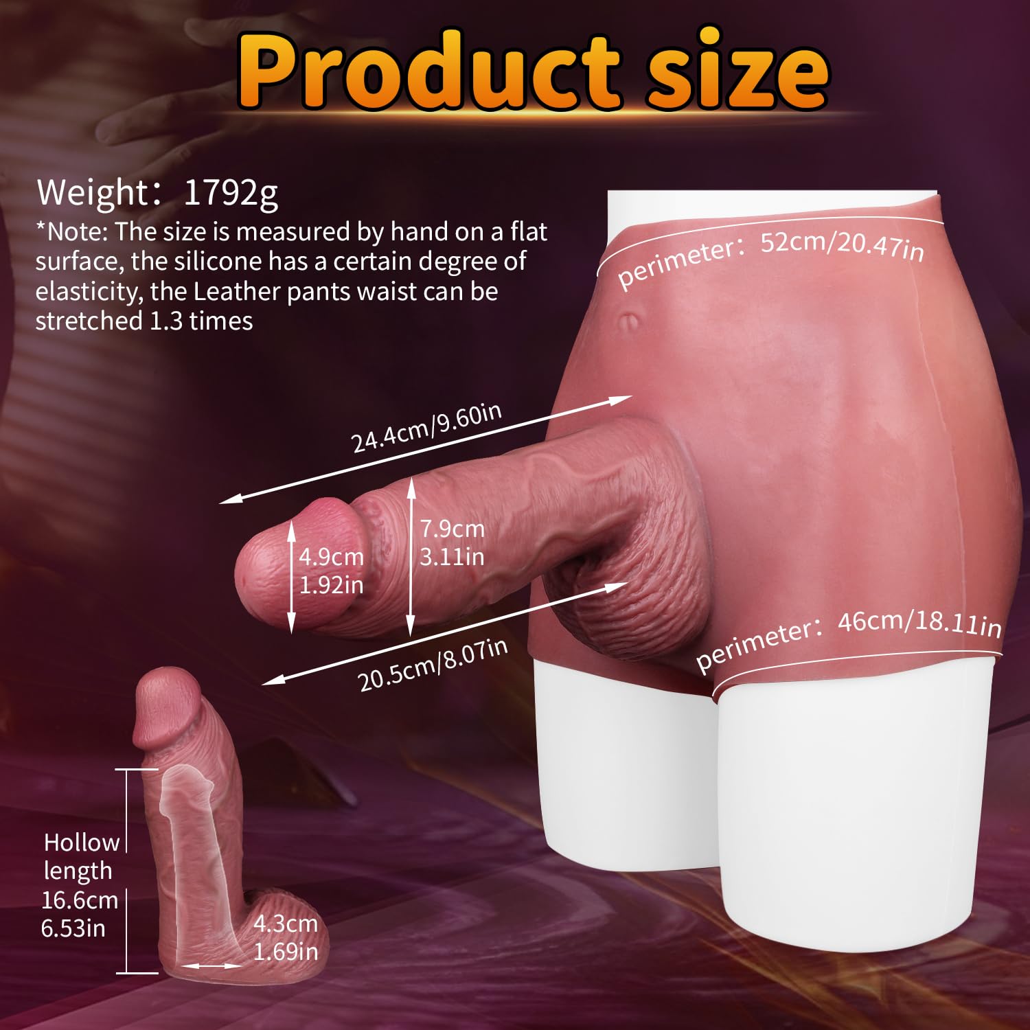 Penisverlängerung 24,4cm x 7,9cm mit Strap-On Slip, Penishülle Realistische Penismanschette Penis Sleeve für Penis Verlängerung & Vergrößerung, Cock Sleeve Sexspielzeug für Paare