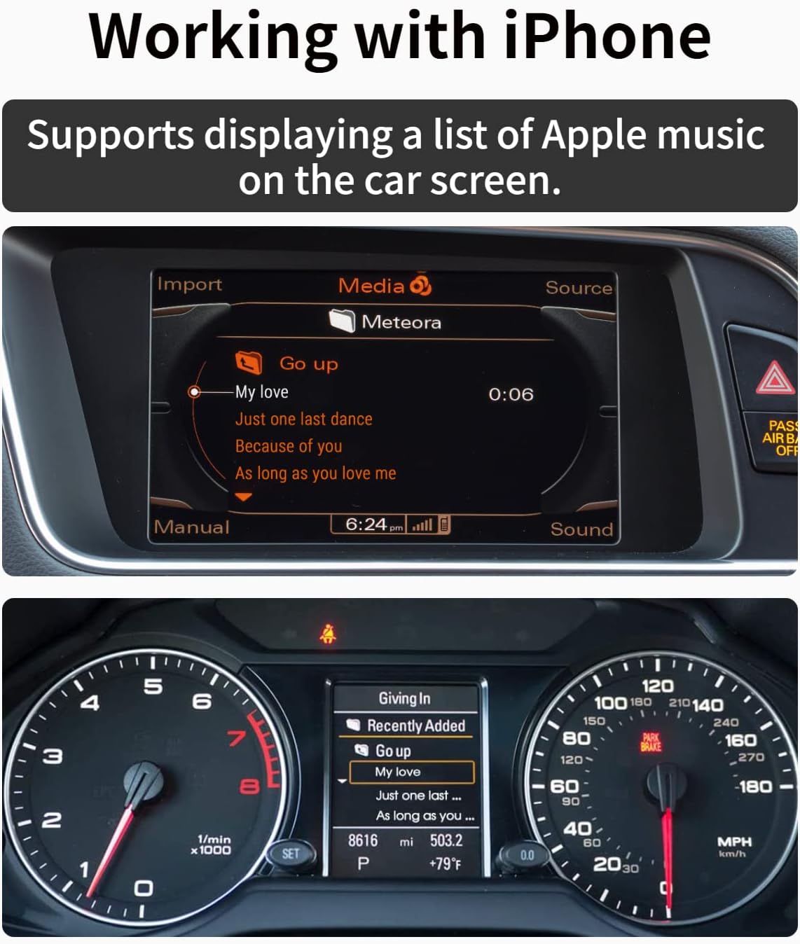 iPhone music display on car screen