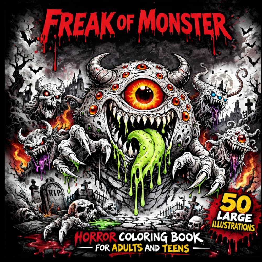 Freak of Monster Coloring Book: Prepare to Be Scared with These 50 Horror Coloring Pages Featuring Creepy Monsters and Scary Creatures for Adults