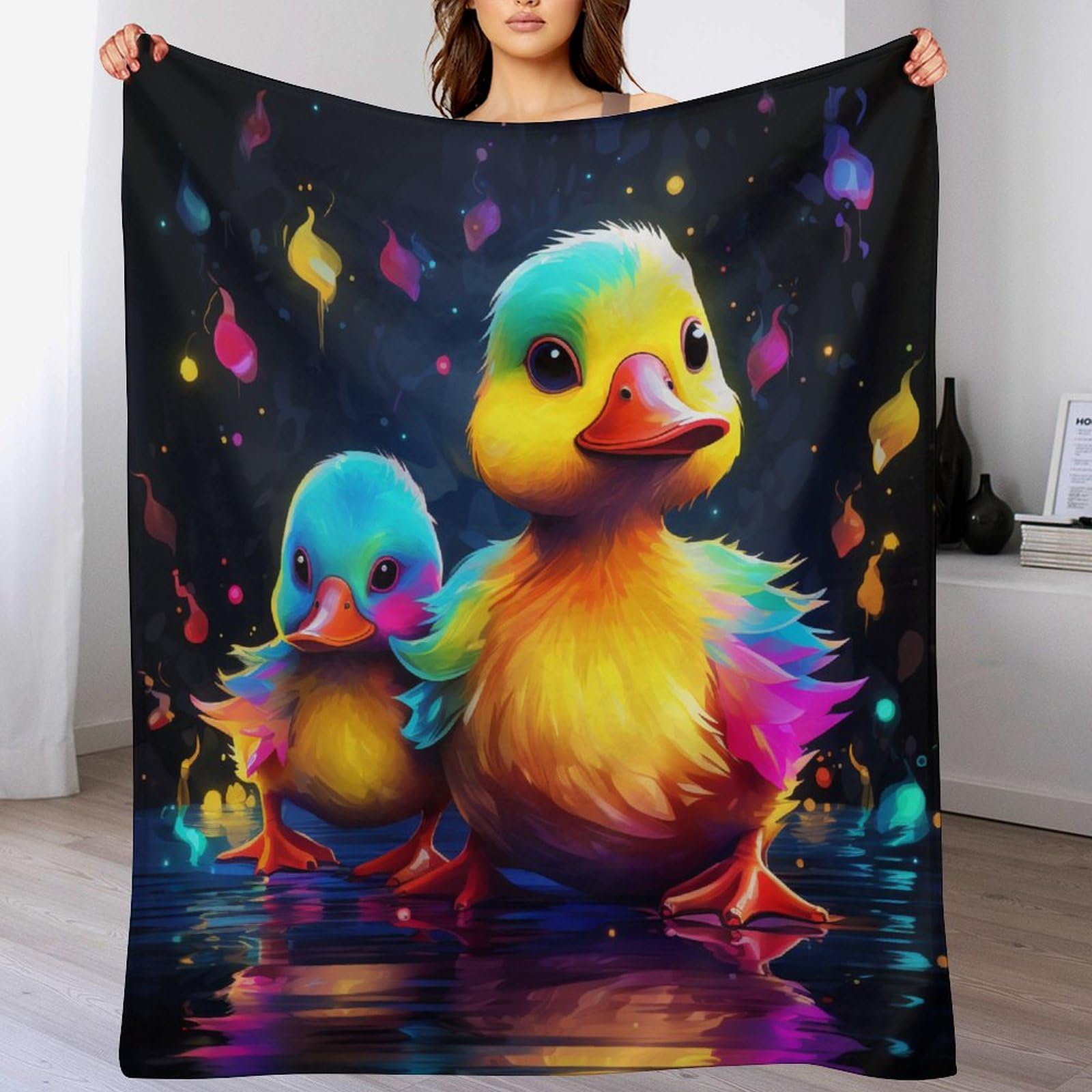 Couvre-lit canards impression 3D en flannel de qualité supérieure