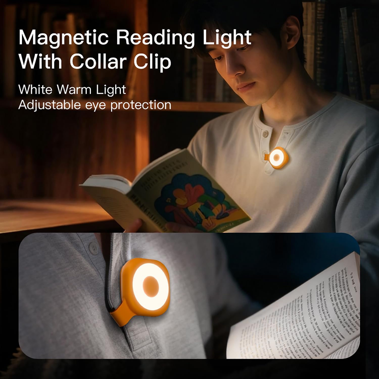 Pocketman Nurse Clip Night Light for Badge Magnetic LED Fill Light 6 Brightness 3 Color Modes, Hands-Free Flashlights for Night Shift, Purse Light for Walking, Camping Safety Emergency Light (Orange)