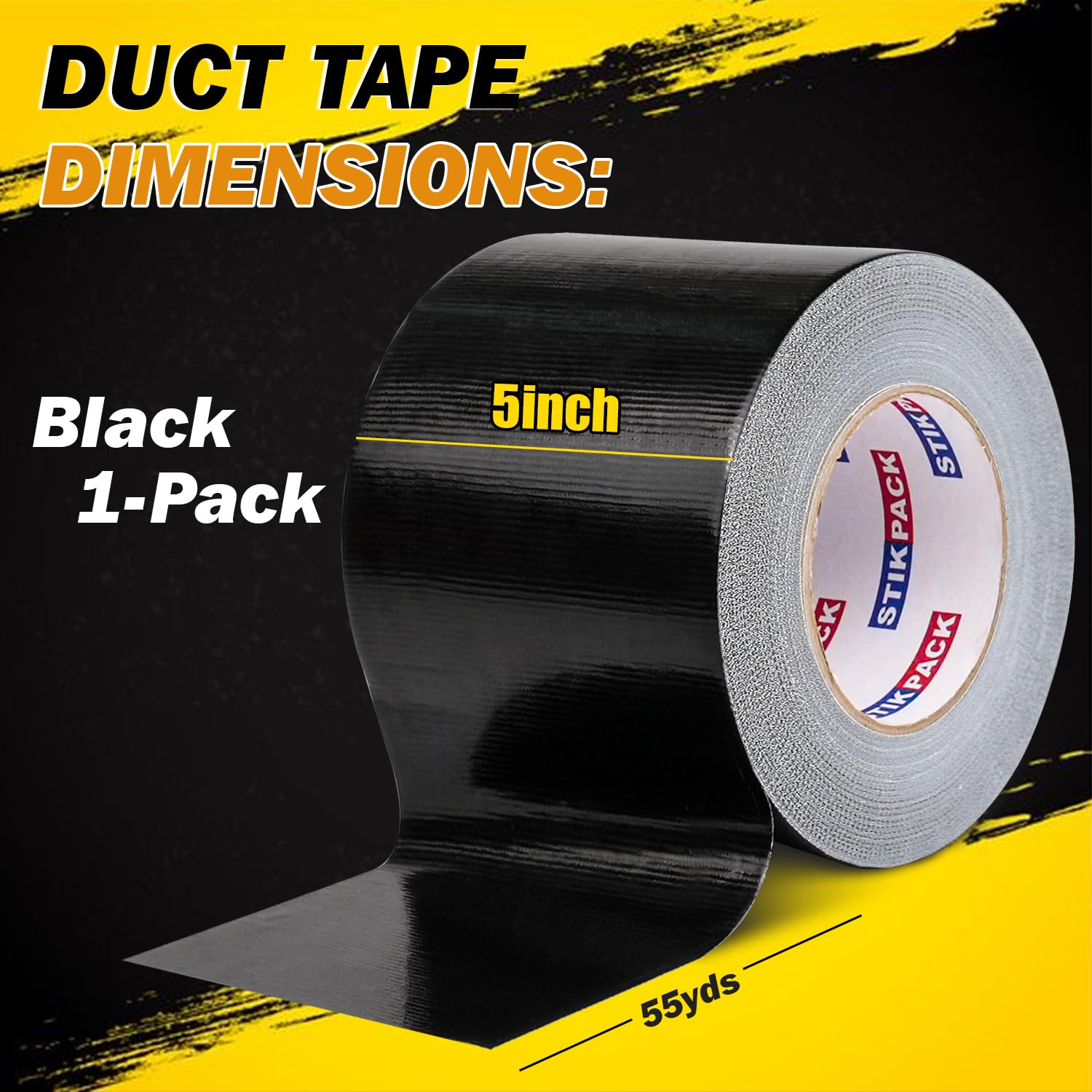 Wide Duct Tape 5 inch, Industrial Grade Black Duct Tape 5 inches x 55 Yards (165 ft), 9 Mil Heavy-Duty, Waterproof, UV Resistant for Crafts & Home Improvement