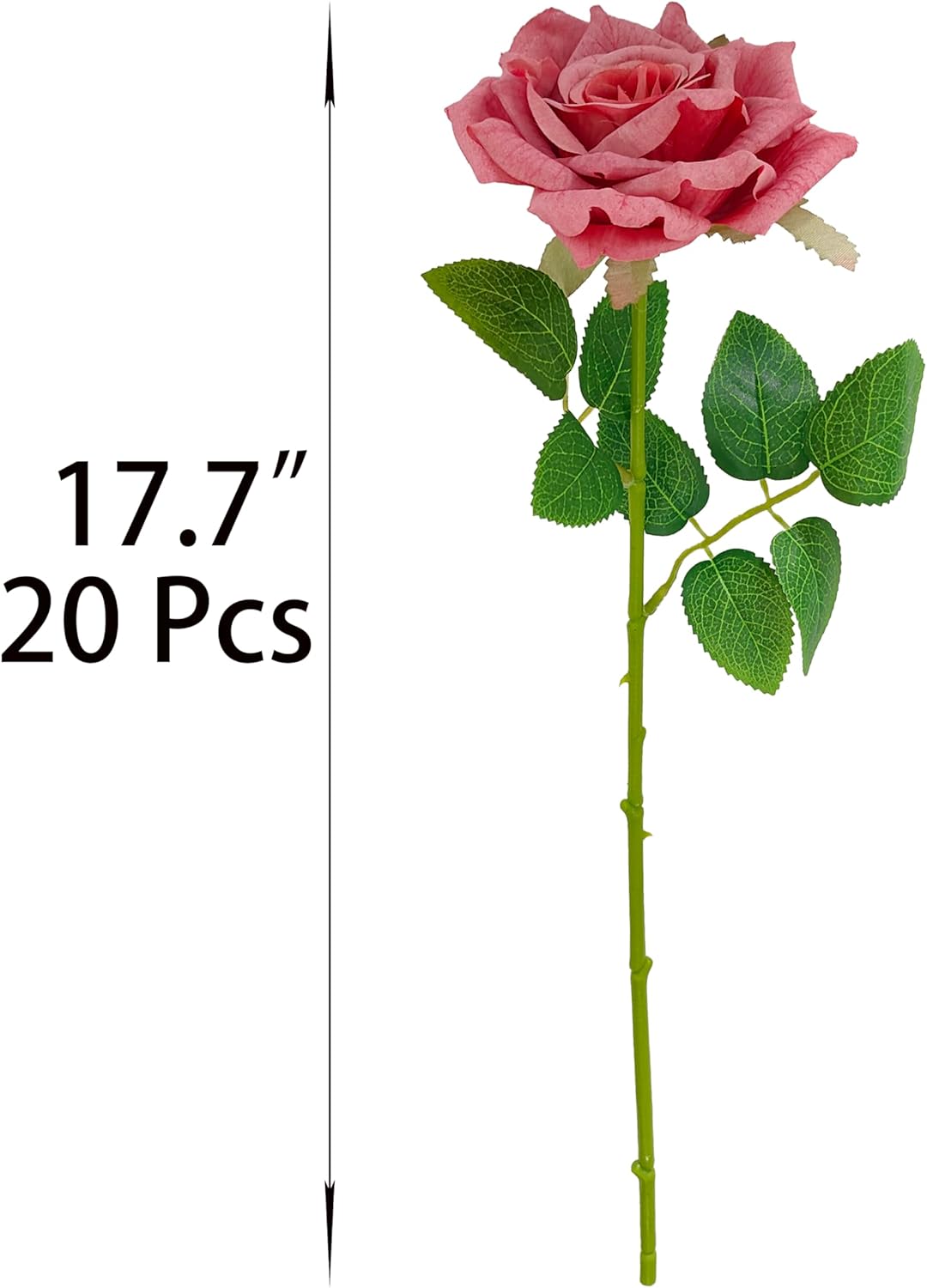 ATFL Fake Roses Artificial Flowers Bulk,3D Simulated Flowers,20 Pcs Artificial Silk Roses Flowers with Stems for Wedding Arrangement Centerpieces Party Home Table Decorations (20, Bean Pink)