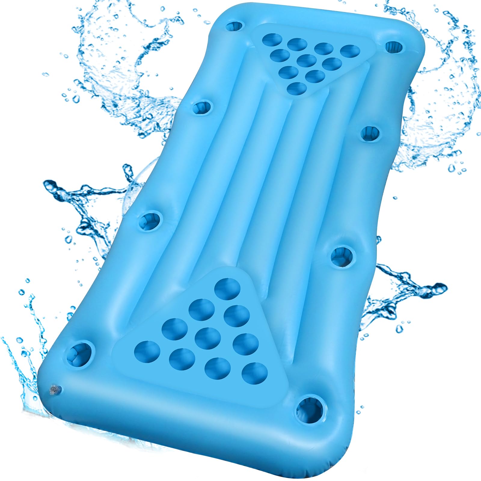 Faburo Aufblasbare Luftmatratze, 155x76x13cm Aufblasbares Pool Poog Matratze, Floating Foldable Mattress Luftmatratze für Schwimm Party Getränkehalter Partyspiele (Ohne Becher)