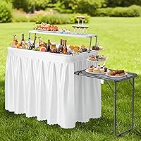 Vista 17 de VINGLI Mesa enfriadora portátil con estante de almacenamiento adicional, acero aleado, negro, modelo picetable