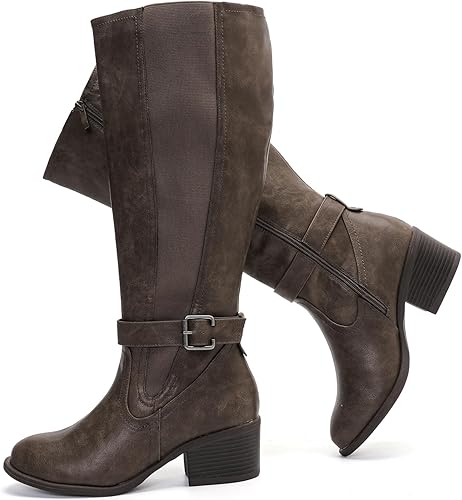 Luoika Botas altas hasta la rodilla extra anchas para mujer, botas altas de invierno de ancho ancho.
