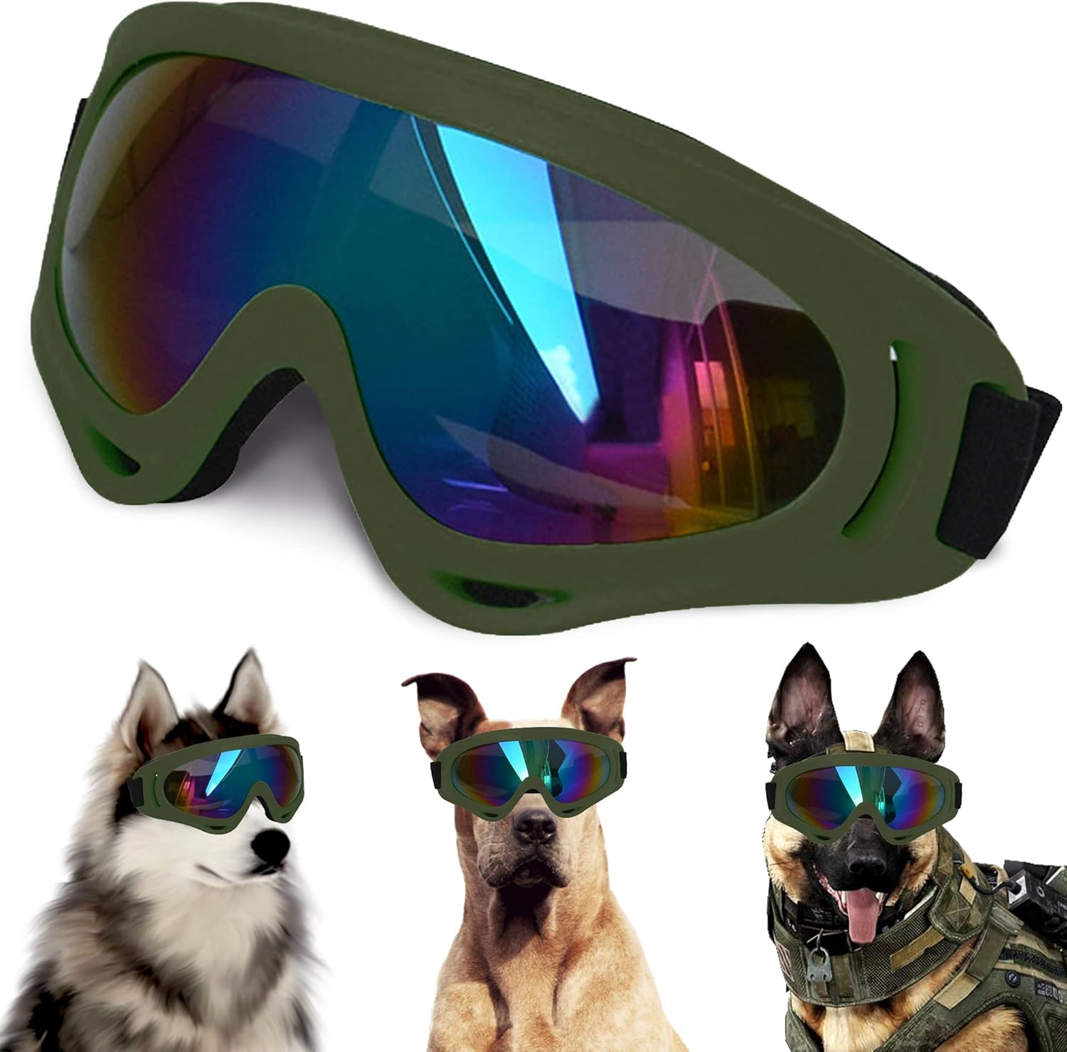 Amazon.com : Large Dog Sunglasses with Adjustable Strap UV Protection ...