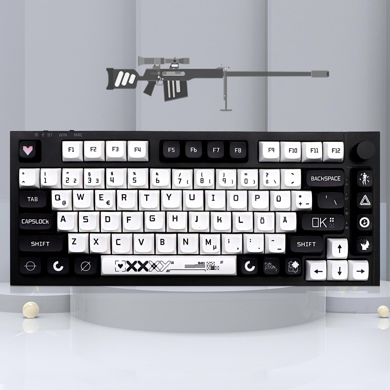 JSJT Teclas alemanas XDA perfil negro y blanco tapa 129 teclas Tema Tema Keycap PBT teclas teclas para ANSI/ISO Layout Cherry MX Switch Teclado mecánico