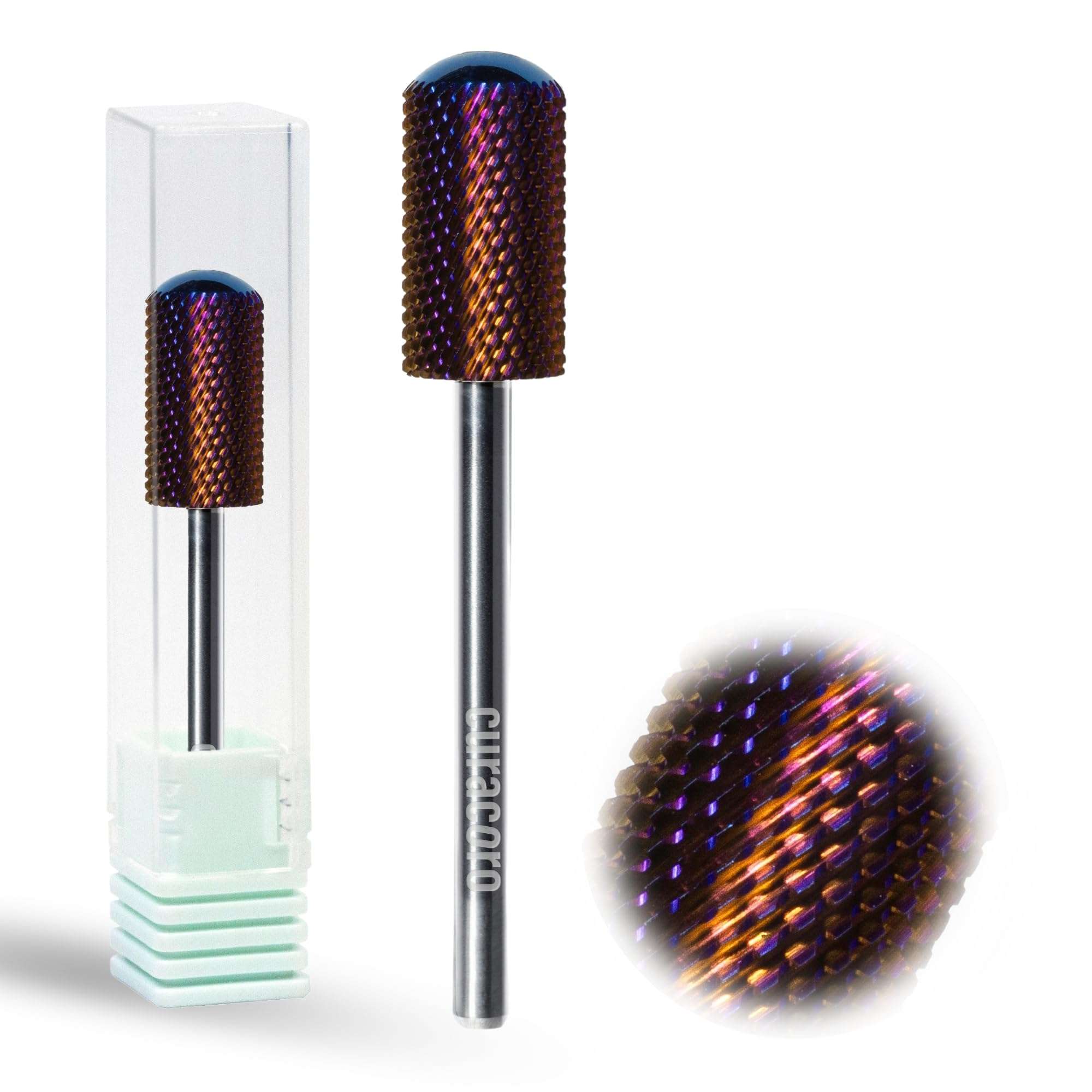 Curacoro Nail Drill Bits 3/32'' - L-Shaped Smooth Stop Barrel Carbide Bit (Medium) for Professional Finish, Refine & Smooth Acrylic or Gel Nails, Nail