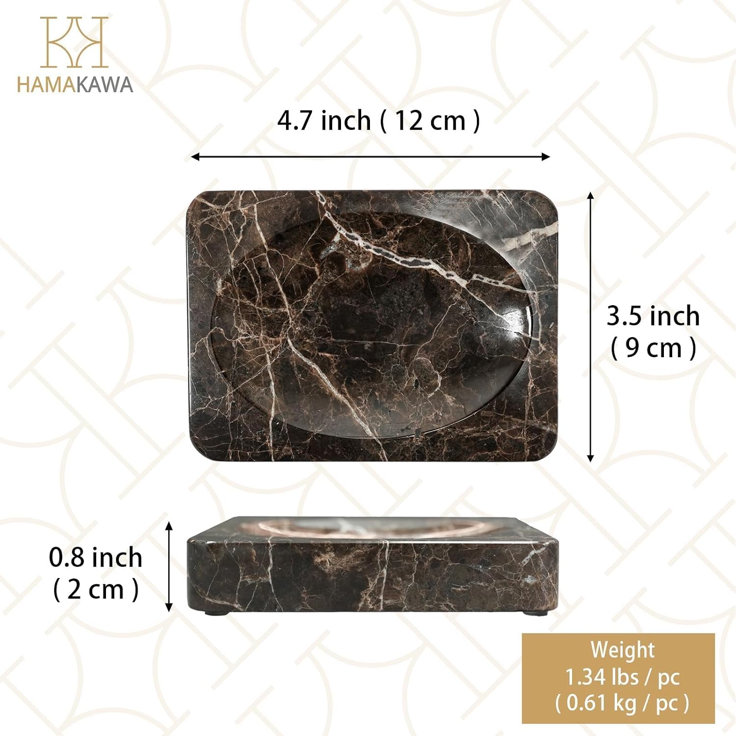 Natural Marble Soap Dish, Rectangle Emperador Dark Jewelry Dish image 3