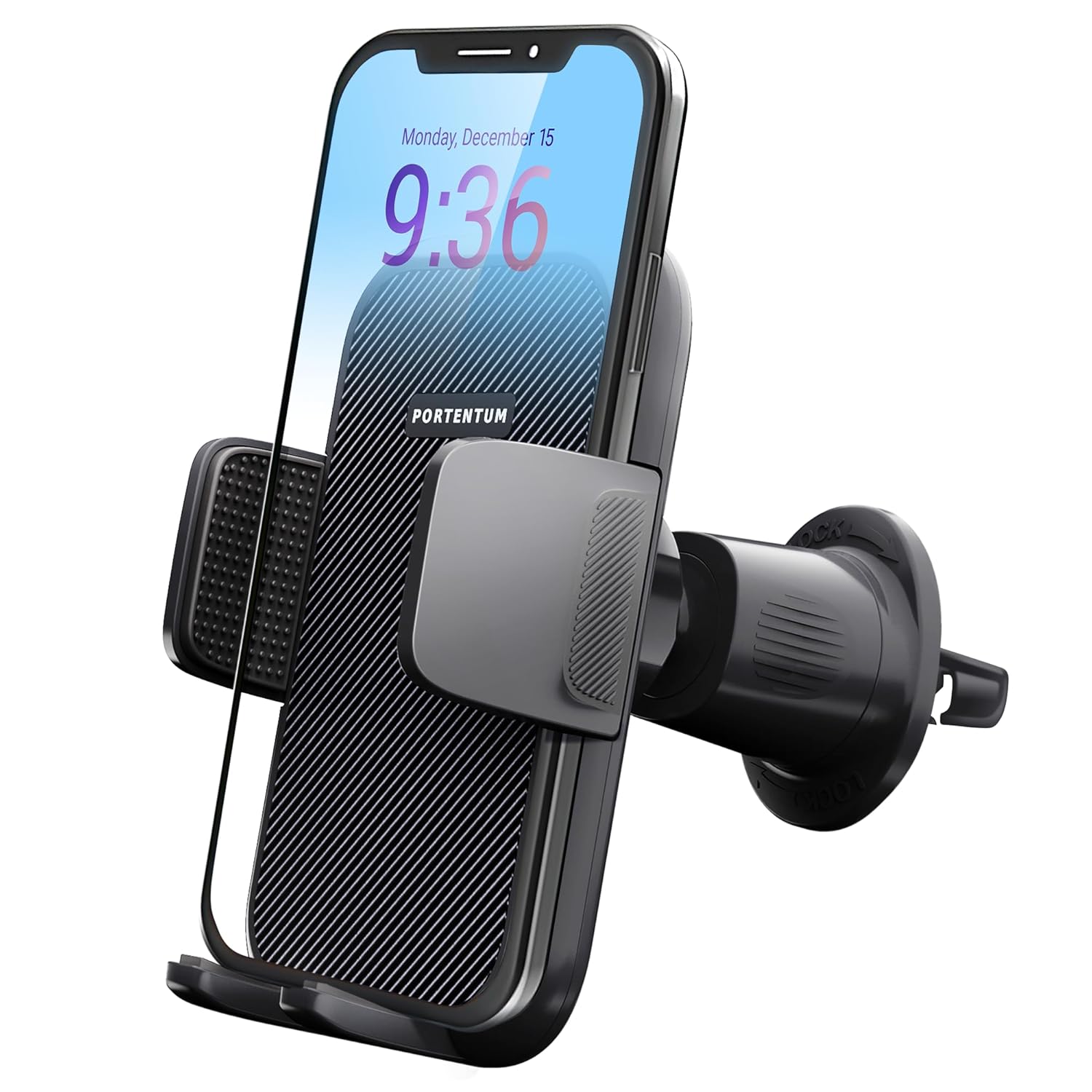 PORTENTUM Car Phone Holder Air Vent Compatible 4 0 to 7 inches Phones 360 Rotation One Button Release
