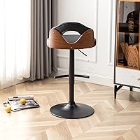 Vista 3 de Juego de 2 taburetes de bar giratorios de piel sintética modernos de mediados de siglo, sillas de bar ajustables con respaldo bajo para taburete