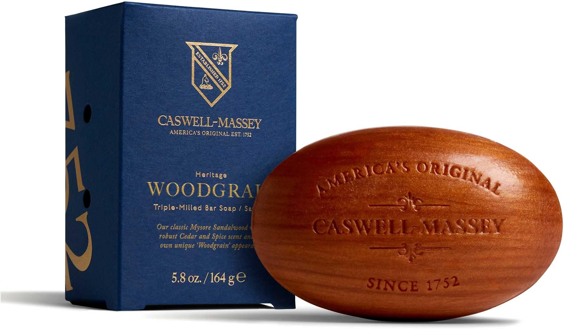 Woodgrain Sandalwood Natural Bar Soap for Men & Women, Moisturizing Body Soap Bar for All Skin Types, Made with Essential Oils & Plant-Based Formula for Soft Skin, Made in USA, 5.8 oz