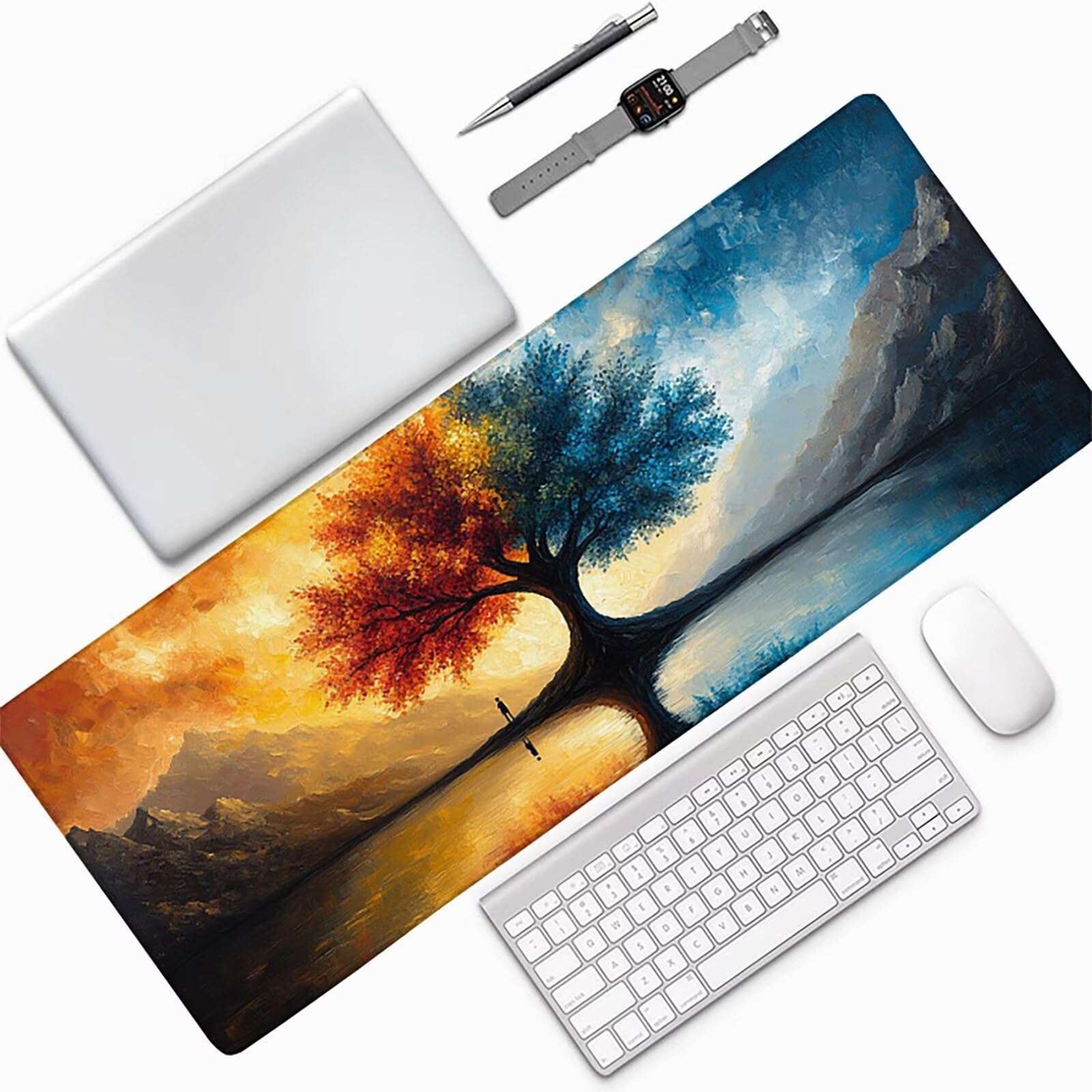 Podkładka pod mysz do gier niebieska XXL 1200 x 600 x 3 mm podkładka pod mysz do gier duża podkładka pod mysz z szytymi krawędziami na Pad PC akcesoria do gier biurowe akcesoria
