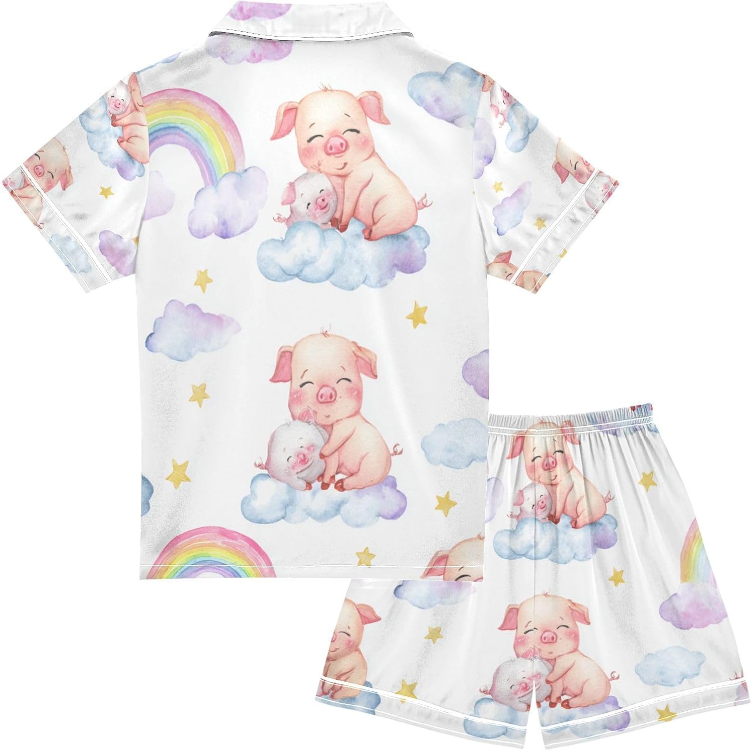 Silk Pajamas Sets Soft Satin 2 Piece Pjs Set Short Sleeve Sleepwear Nightwear