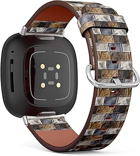 CJBROES Replacement Leather Watch Band, Compatible with Fitbit Versa 3 and Fitbit Sense of Wristband Bracelet Accessory - Ceramic-Tiles-Designs