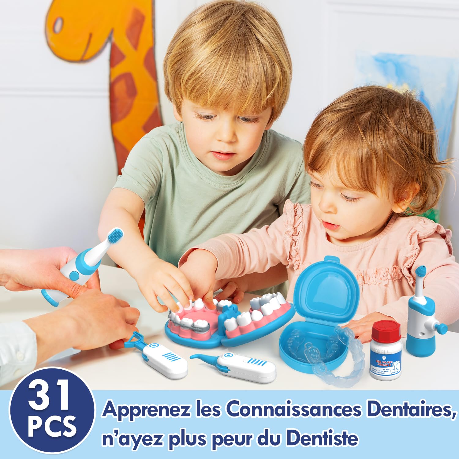 Lehoo Castle Malette Docteur Enfant, Kit de Dentiste, Jeux Enfant 3 Ans, Jouets de Dentiste pour Enfants, Kit de Médecin Cadeau pour Filles et Garçons de 3-8 Ans(Bleu)