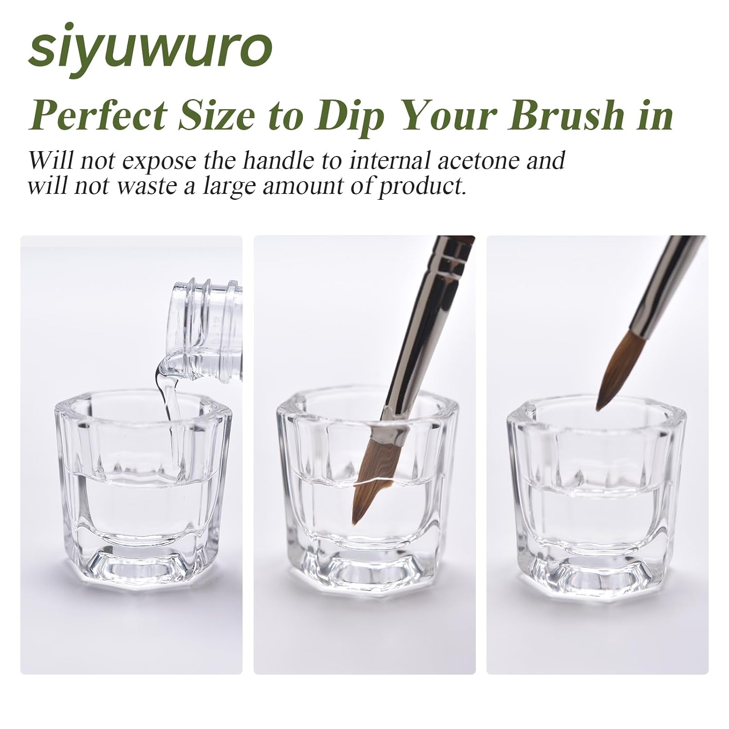 2Pcs Nail Art Dappen Dish Cups for Acrylic Liquid and Powder Clear Glass Nail Bowl Acrylic Powder Holder Nail Liquid Cup Acrylic Glass Jar Crystal Bowl for Nails