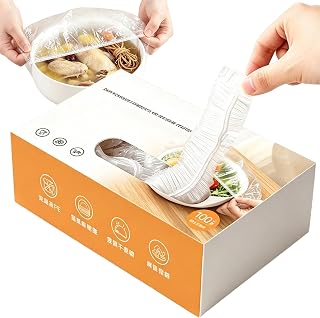 伸縮ボウルカバー 食品用ストレッチクリア保存ラップ | 100枚入り食器用弾性カバー ボウル・カップ・容器・家庭用キッチン・アウトドア・ピクニック対応