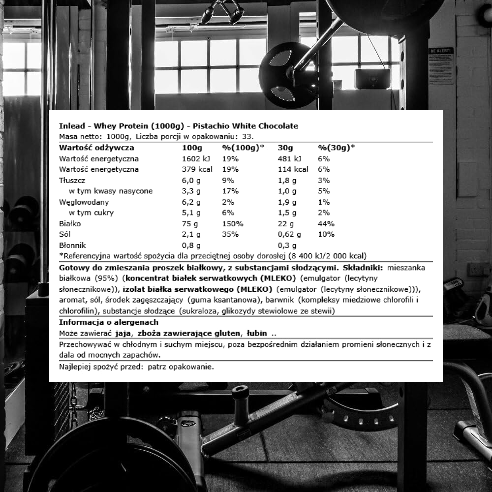 Inlead Whey Protein (1000g) Pistachio White Chocolate - Białka - Mieszanka białek serwatkowych