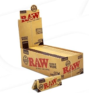 RAW Cut Corners Classic Rolling Papers | 50 Packs of 50 All Natural - Additive Free - 100% Vegan Leaves per Pack