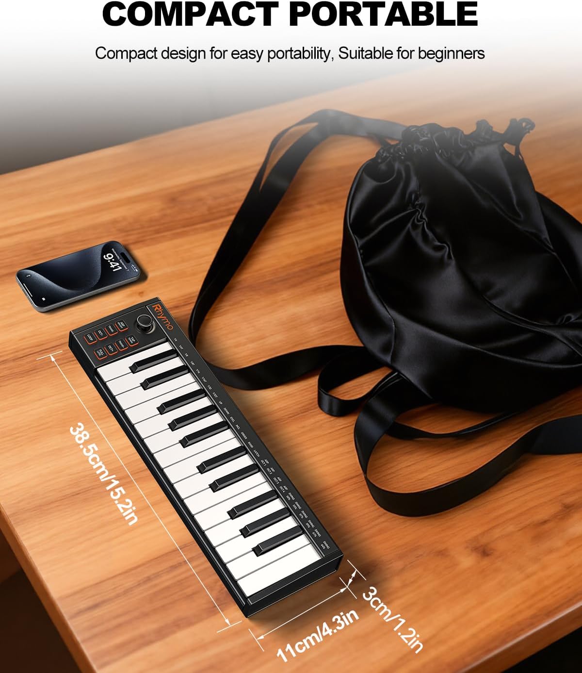 Mini MIDI Keyboard, 25 Key MIDI Controller for Beginner with Velocity-Sensitive Mini Keys, Professional Beat Maker and Keytar for Keyboard Music Production