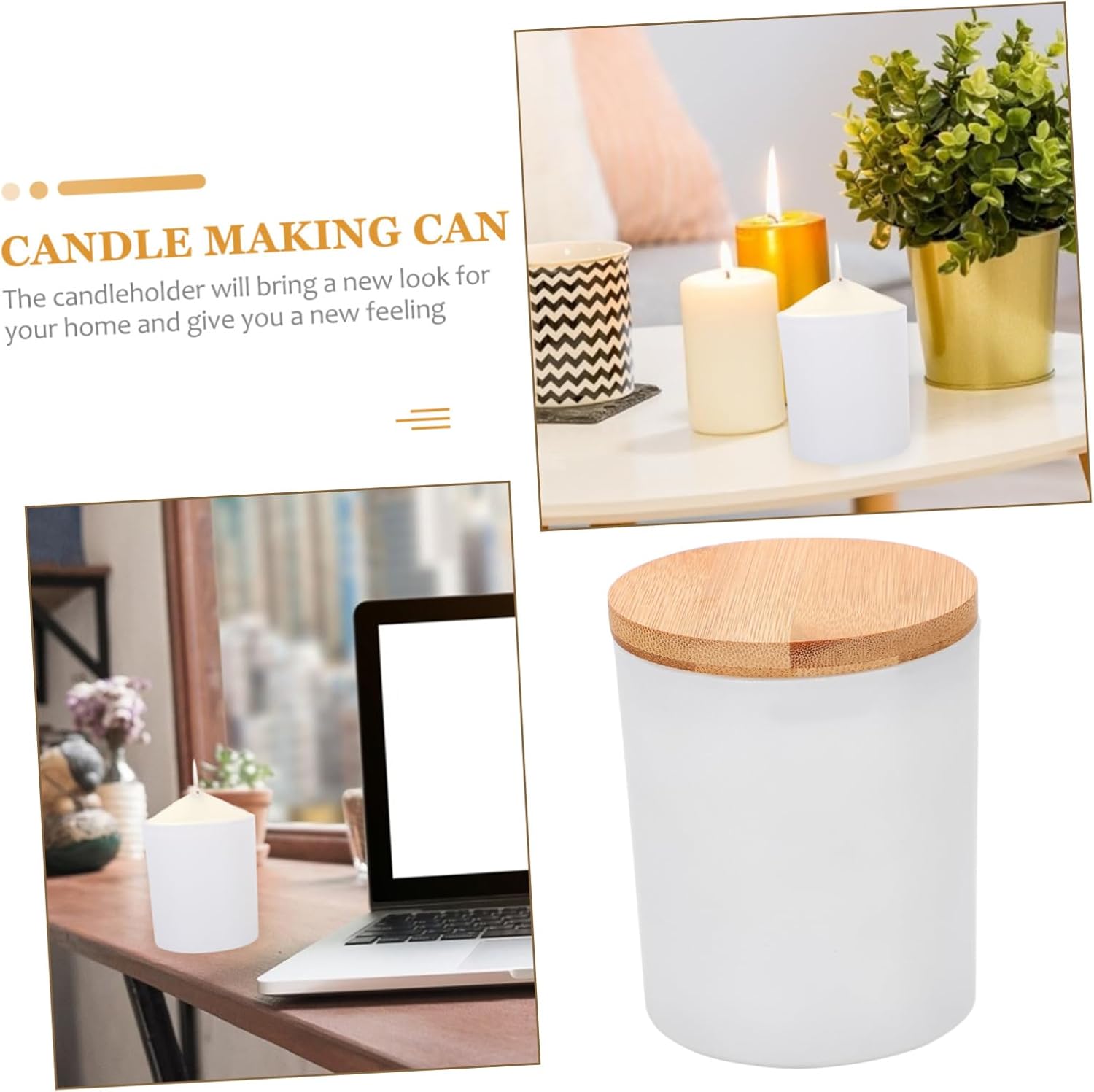 FIXOSHEE 4Sets Glass Candle Tins with Lids for Aromatherapy and DIY Candle Making Round Candle Jars in White for Bedroom Living and Office Use