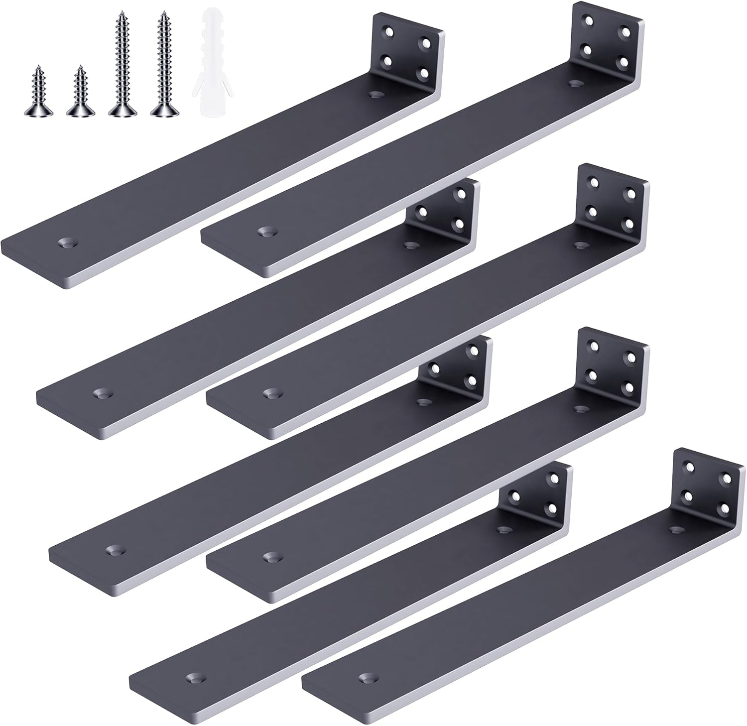 Heavy Duty Shelf Brackets L12 x H1.6 x W2, (1/5'' Thick) Brackets for Shelves, Metal Shelf Brackets Shelving Brackets 8 Pack