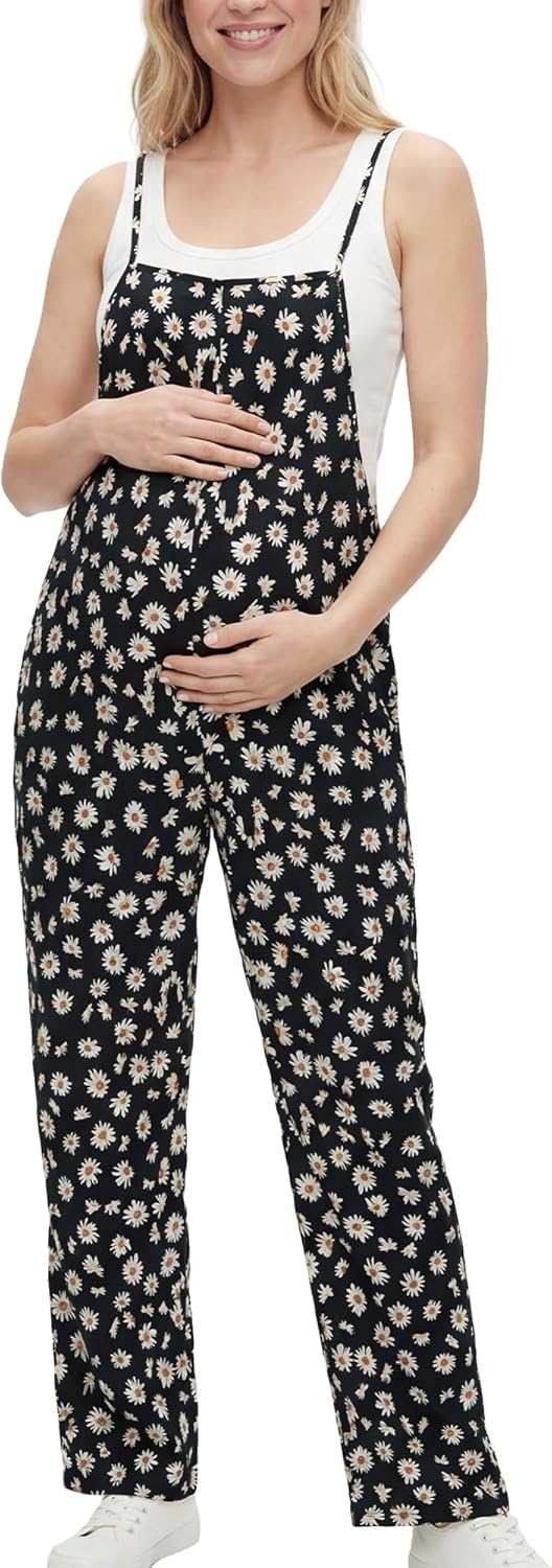 Women's Maternity Sleeveless Jumpsuit with Pocket Adjustable Strap Floral Overall Summer Vacation Romper S-XL
