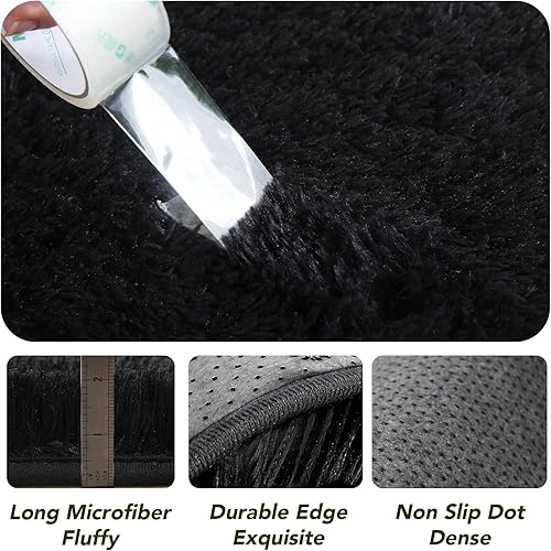 Vista 117 de Alfombras para dormitorio de niñas sala de estar: alfombra de área peluda de 5 x 7 para sala de juegos de niños, alfombra peluda de felpa pastel