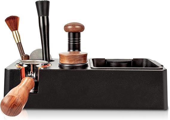 Espresso Tamping Station,8 in 1 Tamper Station Fit for Storage 51/53/58mm Espresso Knock Box,Distributor, Portafilter Holder& Espresso Machine Accessories(Black)