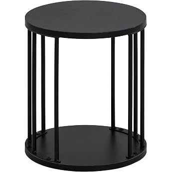 HDANI Round Wooden Stool for Children Adults Step Stool Black