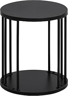 HDANI Small Round Wooden Step Stool for Kids Adults, 300lbs Load Capacity Garden Stool, Non-Slip Small Stool for Plant Stand, Kitchen, Bathroom and Bedroom, Black