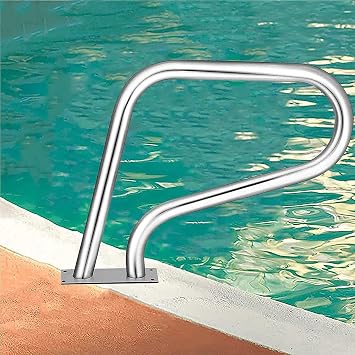 Pool Handrail,1 PCS Swimming Pool Stair Rail Easy to Install 304 Stainless Steel Hand Grab Rail, Pool Hand Rail for Inground Swimming Pools