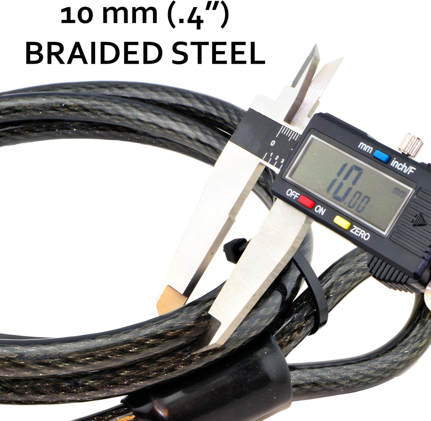 Lumintrail 10mm Heavy-Duty Security Cable, Vinyl Coated Braided Steel with Sealed Looped Ends (4', 7', 10', 15', or 30') (30-FT)