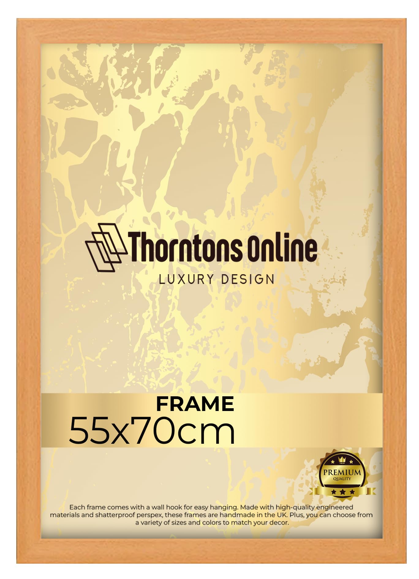 Poster Frame - Beech 55x70 cm mdf backing with both ways hanging hooks |Picture Photo frame 70x55cm |Acrylic front | Home & Office Decor