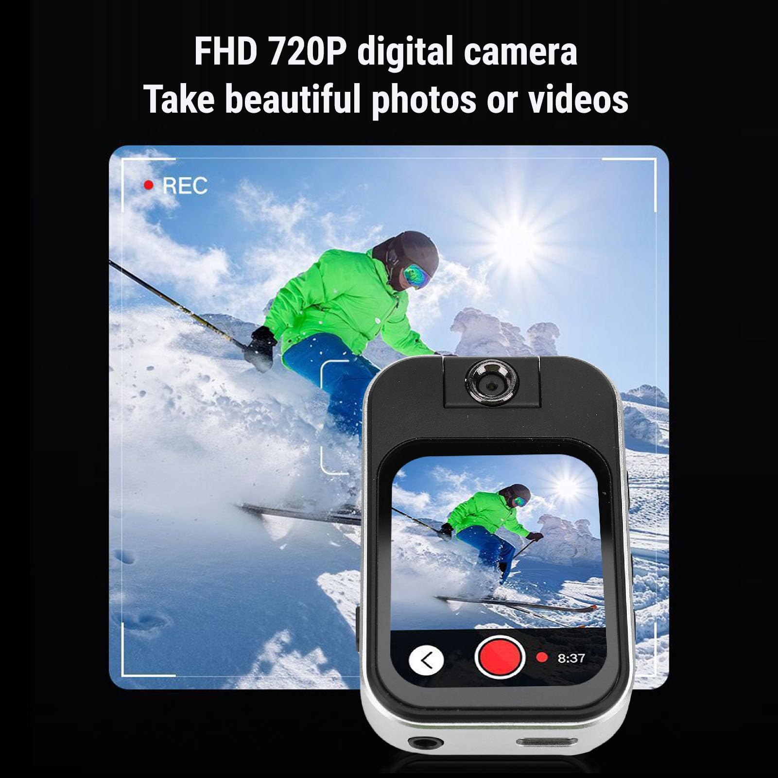 Lettore MP3 Bluetooth 5.4 Sportclip 2.0 pollici Touch Screen Music Player con fotocamera per sport, MP3 con 7 giochi cerebrali, video, registratore, foto, e-book, supporta fino a 256 GB