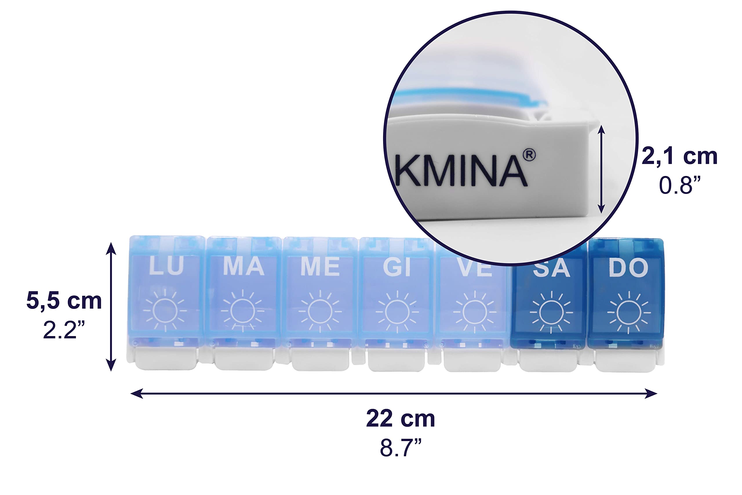 KMINA - 7 dni tygodniowy na tabletki, rano, włoski, duża pojemność, opatentowany