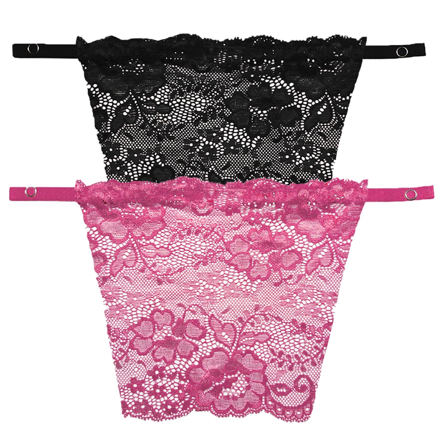 FIMALIAWomen's Clip-on Mock Lace Camisole for Women Deep Neck Cleavage Cover Camii Secret-Pack of 2