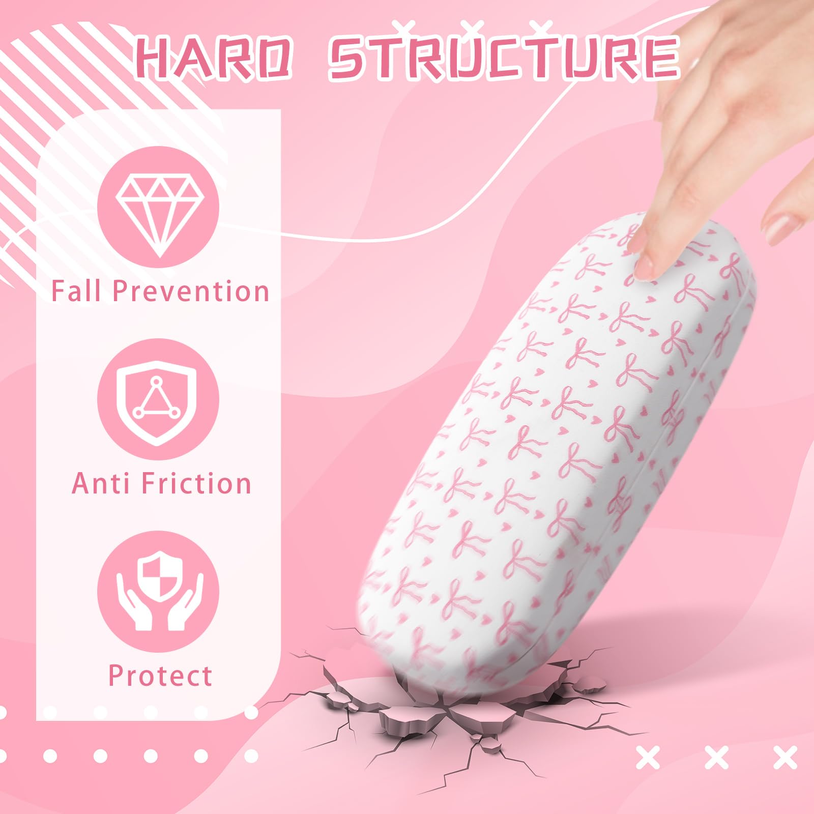 Fuyoooo Paquete de 3 fundas duras para gafas de sol con lazo rosa con paño de limpieza, caja de piel sintética para gafas de sol