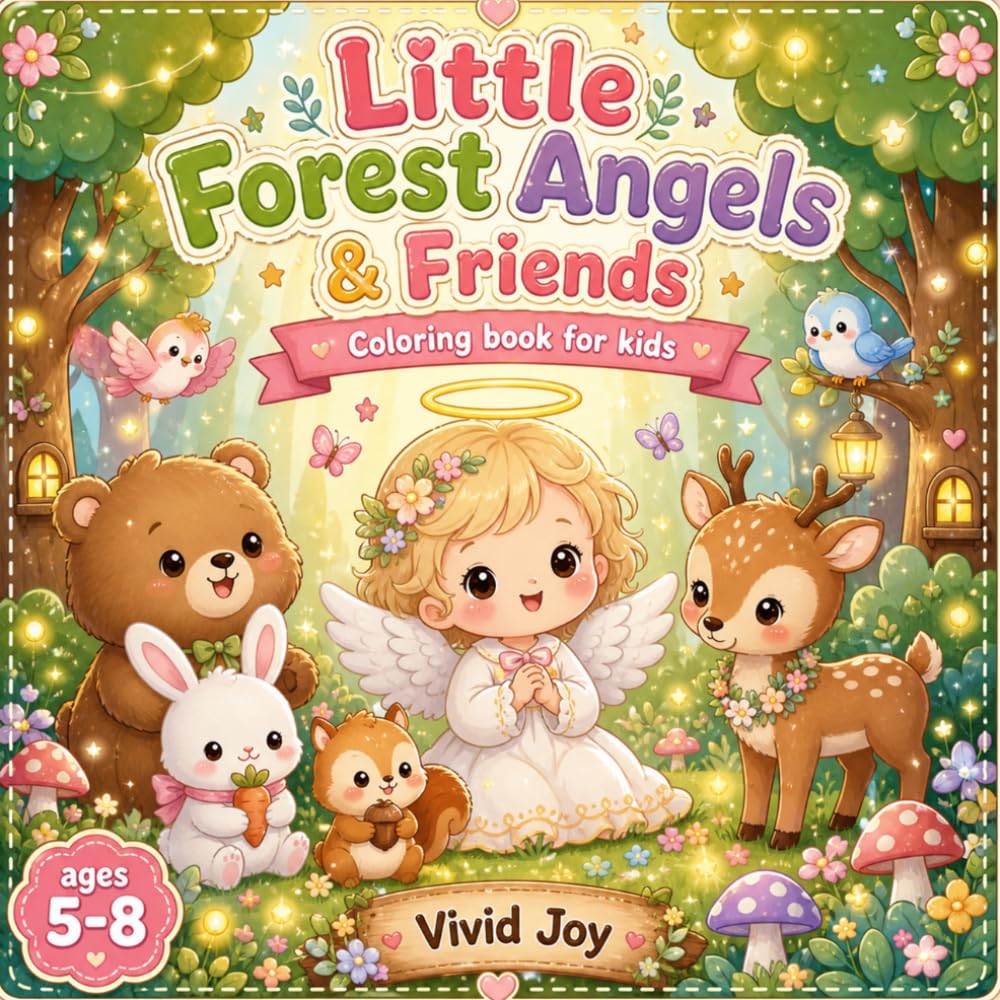 Little Forest Angels & Friends: A Heartwarming Coloring Book of Cute Animals & Angels