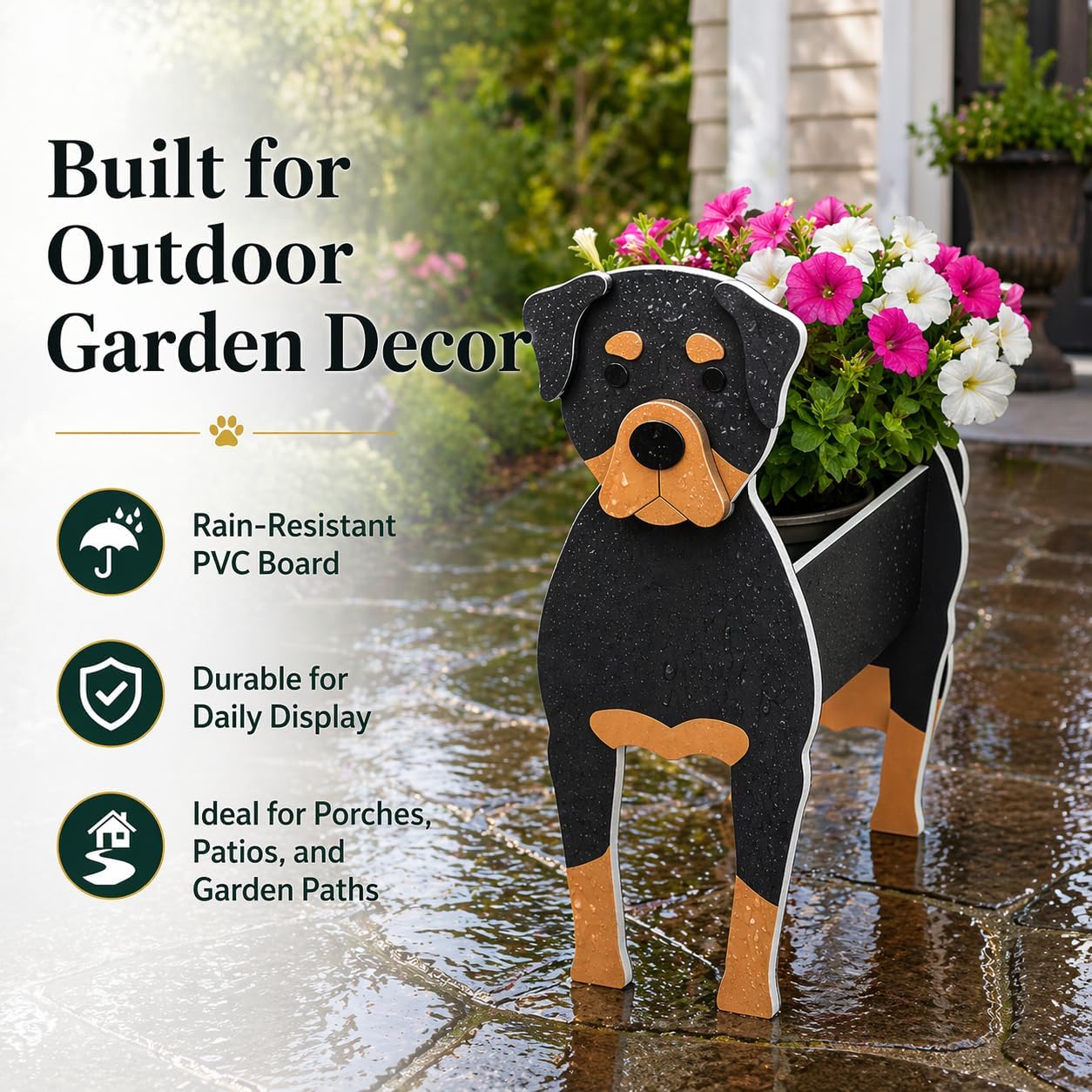 Big Rottweiler Dog Planter Plant Pots, Animal Shaped Planter Pot, Premium Garden Succulent Plant Pots Cute Dog Design, Storage Container Dog Planters for Indoor Plants 16.9 x 11.8 inch
