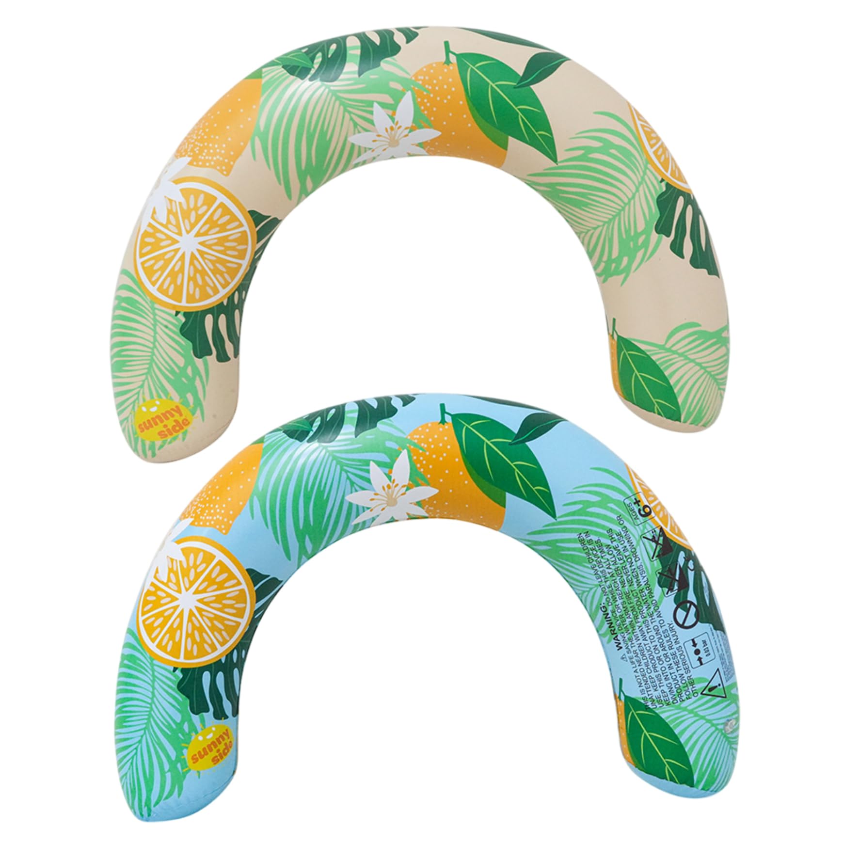 Paquete de 2 fideos inflables para piscina, fideos de natación en forma de U con estampado de limón para adultos, divertidos accesorios de flotadores para verano, playa, lago