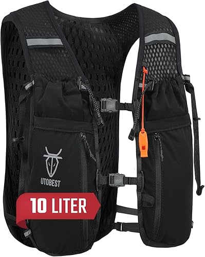 Miniatura 12 de Chaleco de hidratación mejorado para correr, 10 L, mochila para correr para mujeres y hombres, almacenamiento multifuncional, chaleco de agua Gris