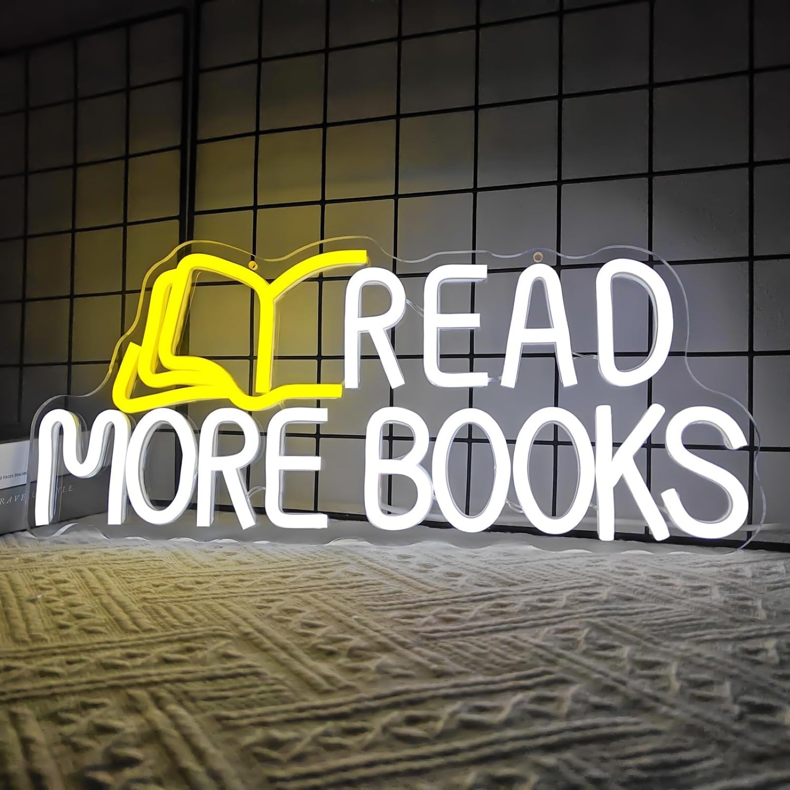 Read More Books LED Neon Signs Welcome Class Art Lamps Dimmable Acrylic Lights for Bedroom Classroom School Library Book Store Wall Decor
